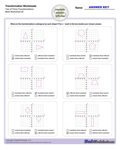 Math Worksheets Transformation Worksheets Transformation Two Of 