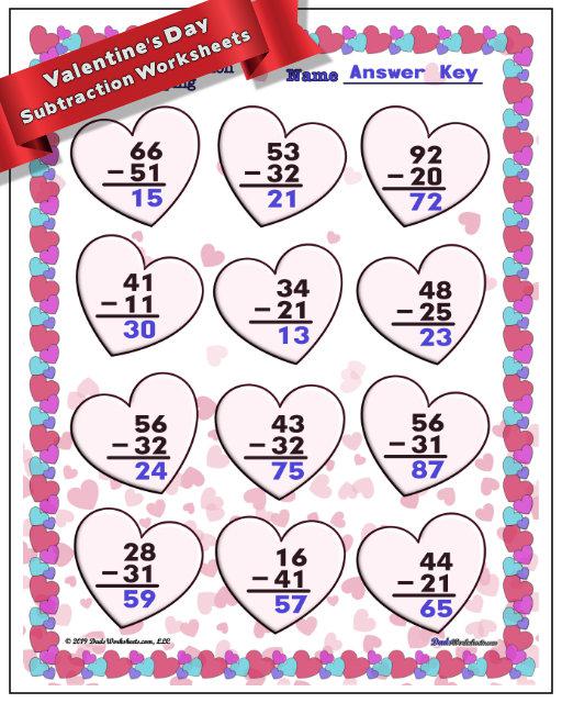 valentines day subtraction with regrouping