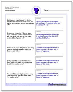 Division Worksheet With Remainders Word Problems Worksheet 3