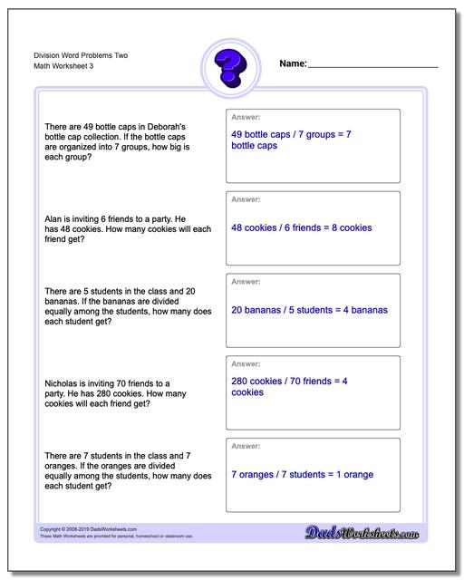 Word Problems: Division Word Problems