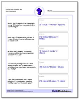 Division Worksheet Word Problems Worksheet Two