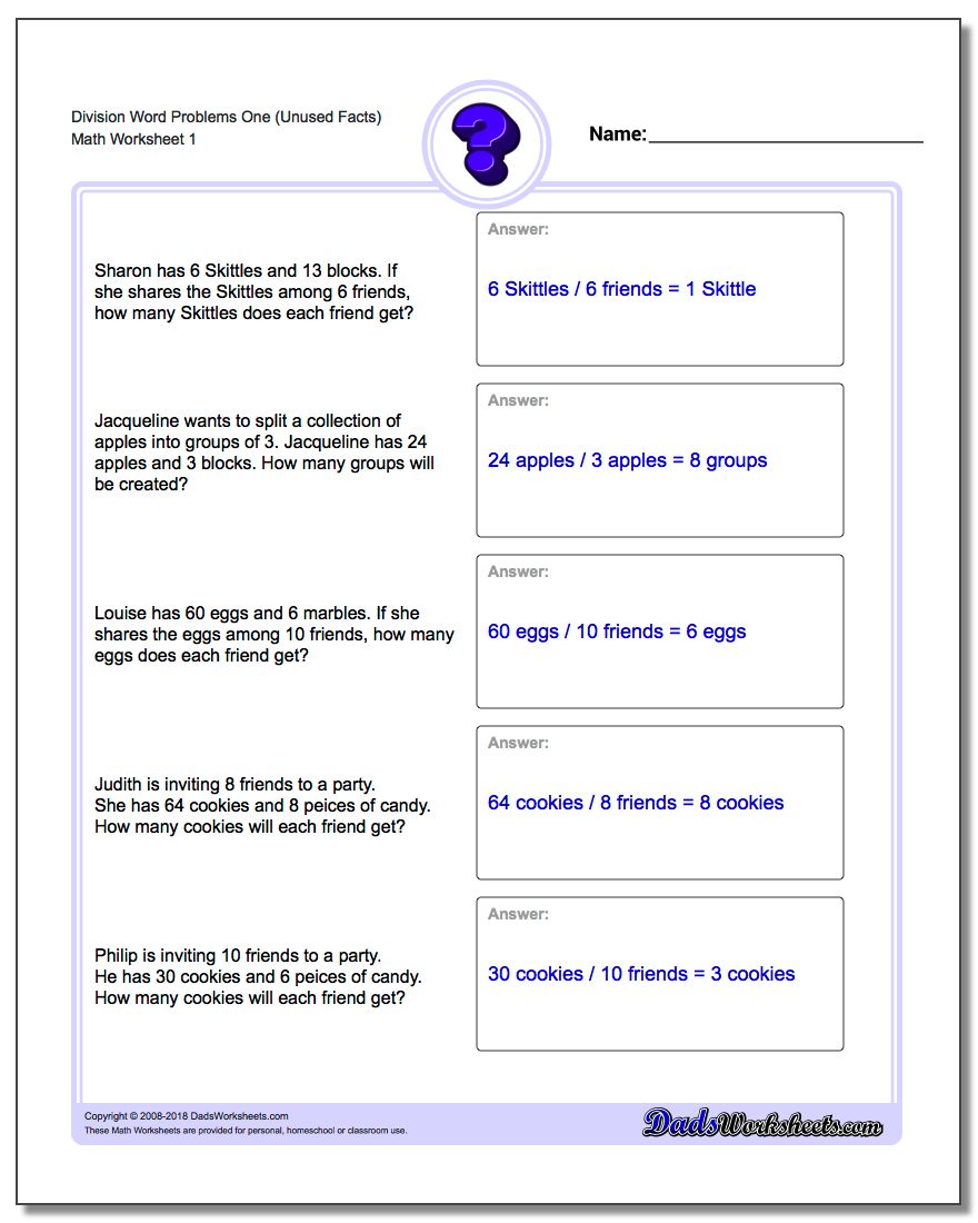 Extra Facts Division Word Problems