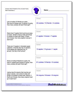 Division Worksheet Word Problems Worksheet One (Unused Facts) /worksheets/word-problems.html