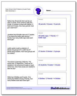 Easy Division Worksheet Word Problems Worksheet (Unused Facts) /worksheets/word-problems.html