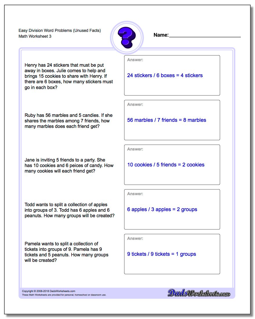 extra facts division word problems