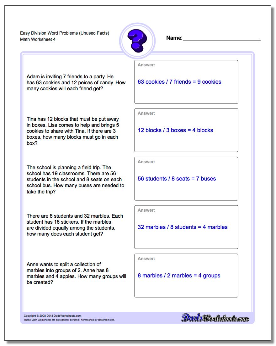 extra facts division word problems