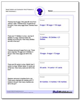 Mixed Addition Worksheet and Subtraction Worksheet Word Problems Worksheet 2 /worksheets/word-problems.html
