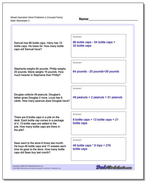 Math Worksheets: Word Problems: Word Problems: Mixed Operation Word ...