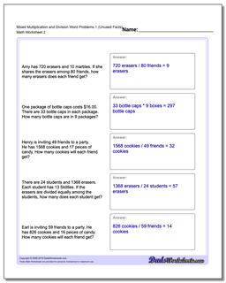 Mixed Multiplication Worksheet and Division Worksheet Word Problems Worksheet 1 (Unused Facts) /worksheets/word-problems.html