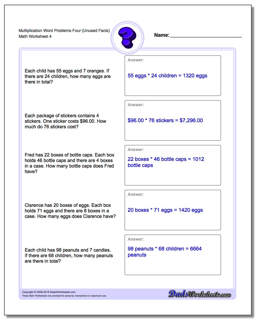 Extra Facts Multiplication Word Problems