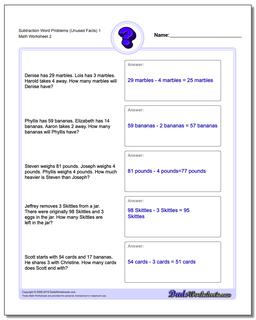 Subtraction Worksheet Word Problems Worksheet (Unused Facts) 1 /worksheets/word-problems.html