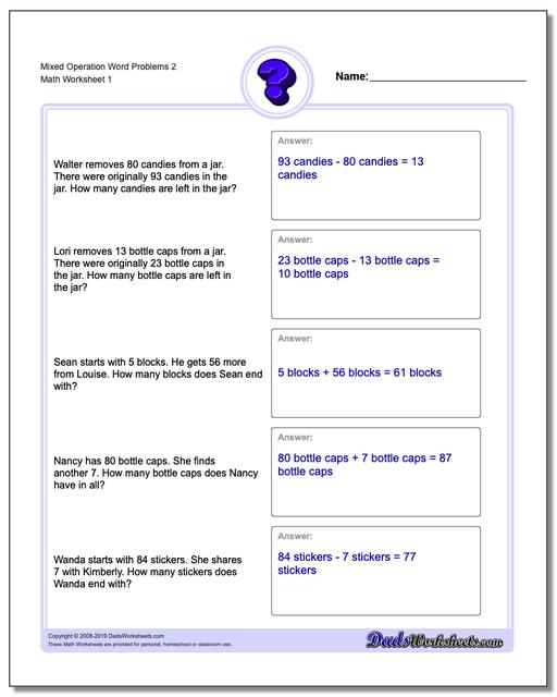 Word Problems: Mixed Operation Word Problems