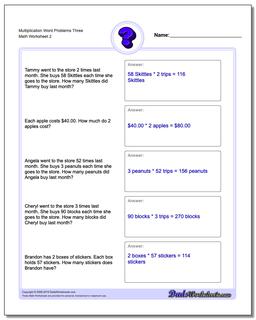 Multiplication Worksheet Word Problems Worksheet Three /worksheets/word-problems.html