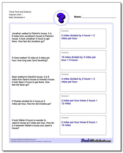 Word Problems: Travel Time Word Problems (Customary)