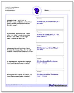 Travel Time and Distance Imperial Units 3 /worksheets/word-problems.html Worksheet